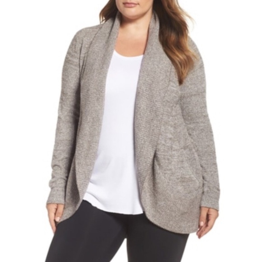 Barefoot Dreams Soft Gray Cardigan cozychic lite knit Size L/XL